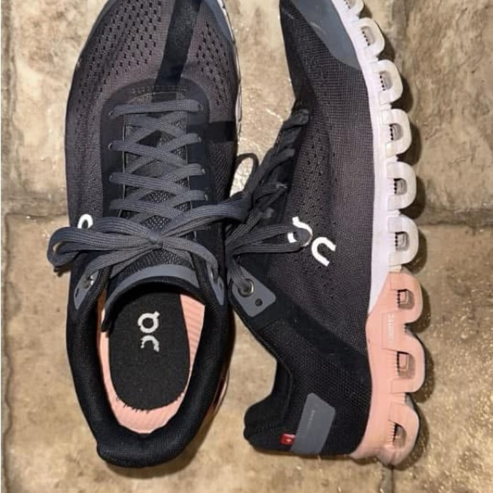 On Running Black and Pink Athletic Shoes